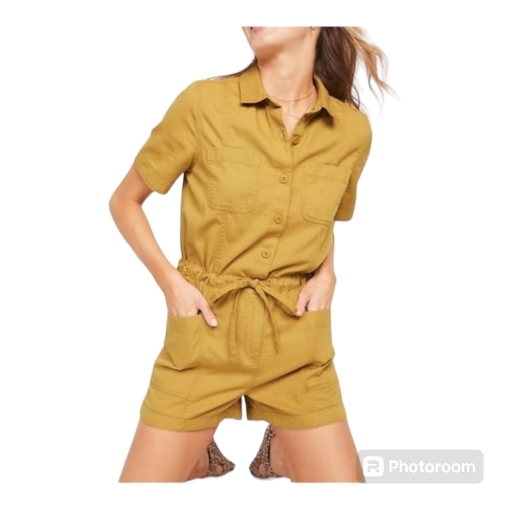 Old Navy Mustard Short-Sleeve Utility Romper
